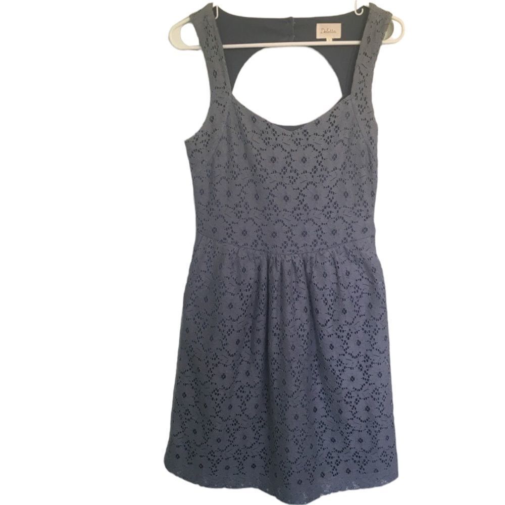 Anthropologie | Deletta gray lace dress, small